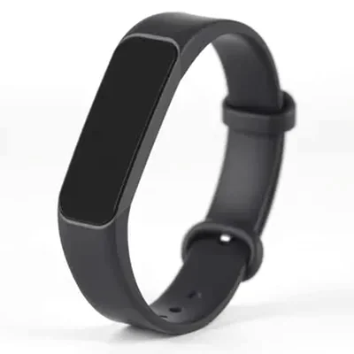 A basic black fitness band with a slim screen