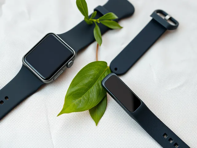 A fitness band and a smartwatch side by side