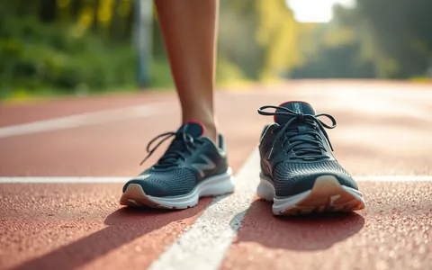 Running shoes on a running track