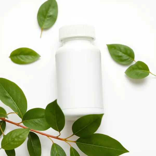 A white bottle of multivitamin tablets