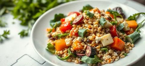 A colorful vegetable and grain salad