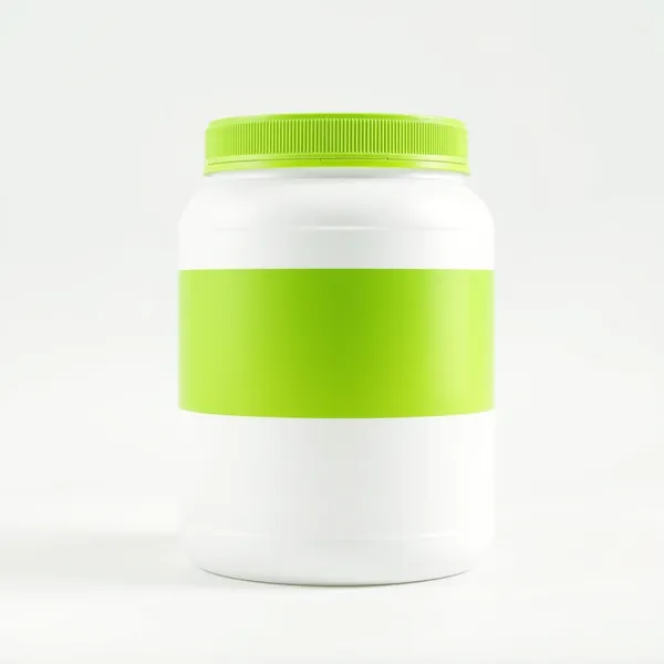 An unbranded white tub with a lime-green lid and a blank green band (illustrative image, not the actual product)