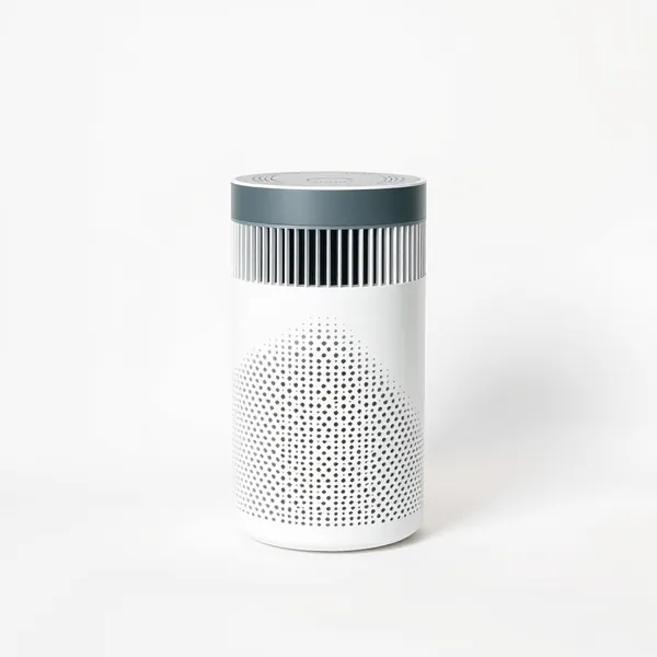 An unbranded white cylindrical air purifier with a grey top (illustrative image, not the actual product)
