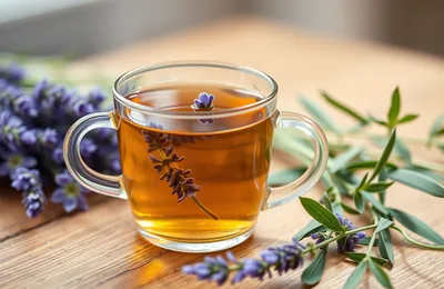 Herbal tea with lavender flowers