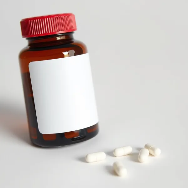 Illustrative image: an amber bottle of melatonin tablets