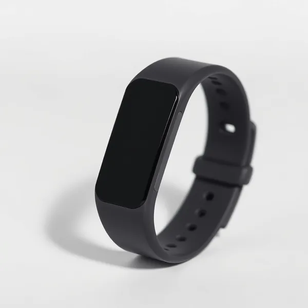 A black fitness tracker band
