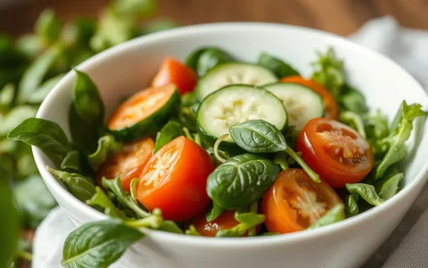 A fresh green salad in a white bowl