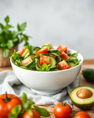 A fresh green salad with avocado